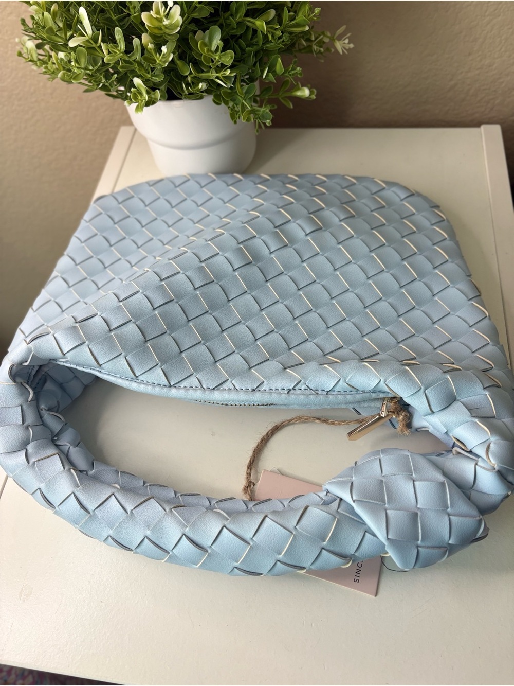 Sincerly Jules Light Blue Woven Hobo Bag - Picture 4 of 12